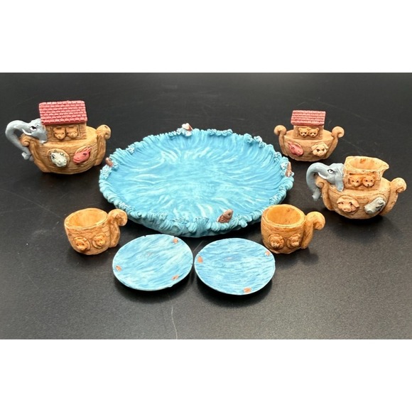 Noah's Ark Miniature/Mini Resin Tea Set Vintage - Complete - Picture 4 of 7